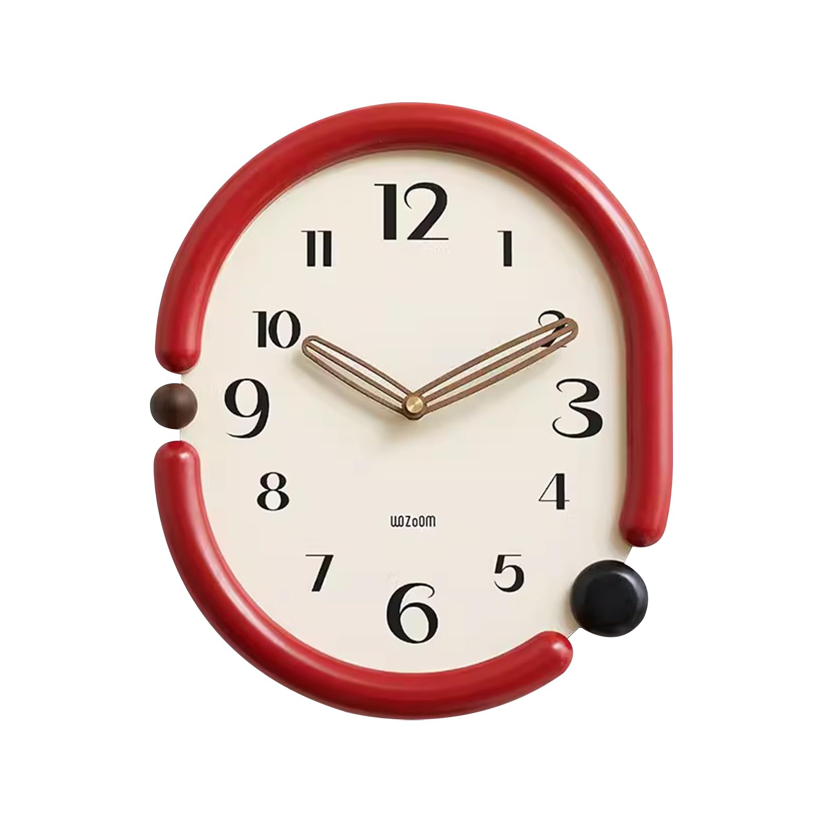 TBDdsd Wall clocks, Wooden Wall Clock Living Room Decorative No Tick Silent With Battery Power Solid Wood Frame Country Suitable(Warm Red 3d Style)