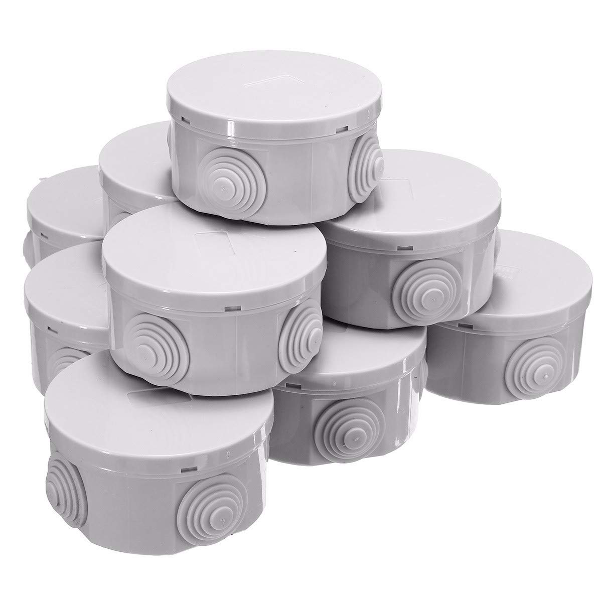 RanDal 10Pcs Set 80X40Mm Abs Ip44 Scatola Di Giunzione Elettrica Impermeabile A Forma Rotonda Impermeabile Scatola Di Progetto Elettrico Con 4 Passacavi Cavo Per Fai Da Te Elettrico