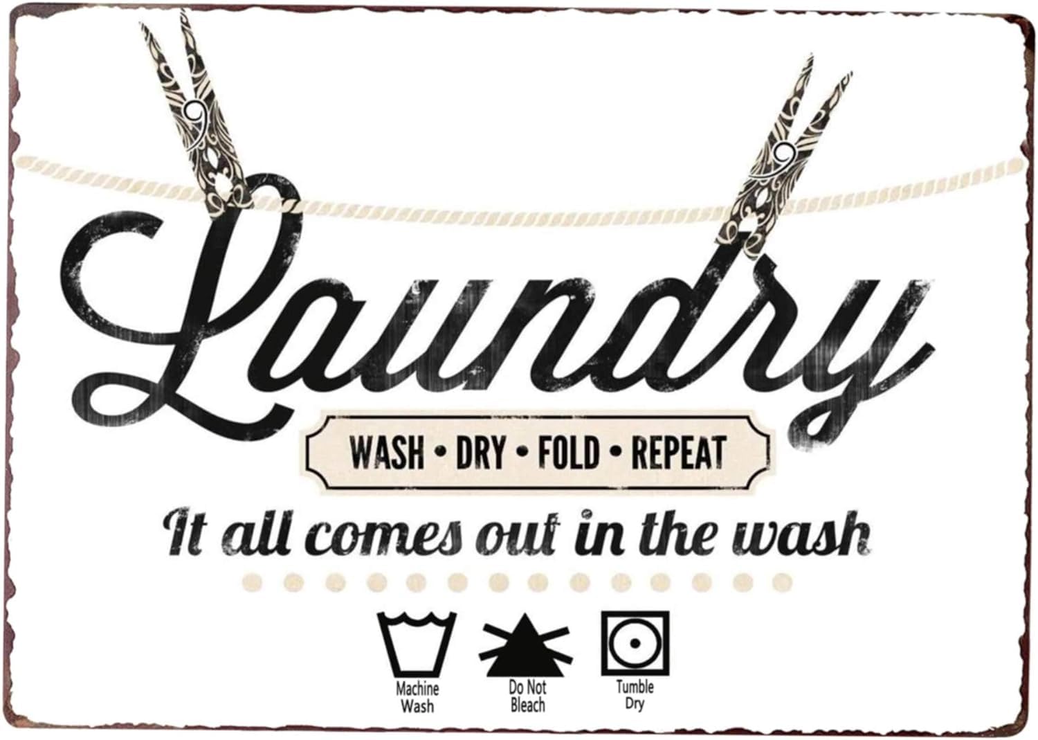 Anceky Wash Dry Fold Repeat Laundry Room Wall Decor Vintage Metal Sign Home Bathroom Wash Room Signs Country Home Decor 5.5x8 Inch