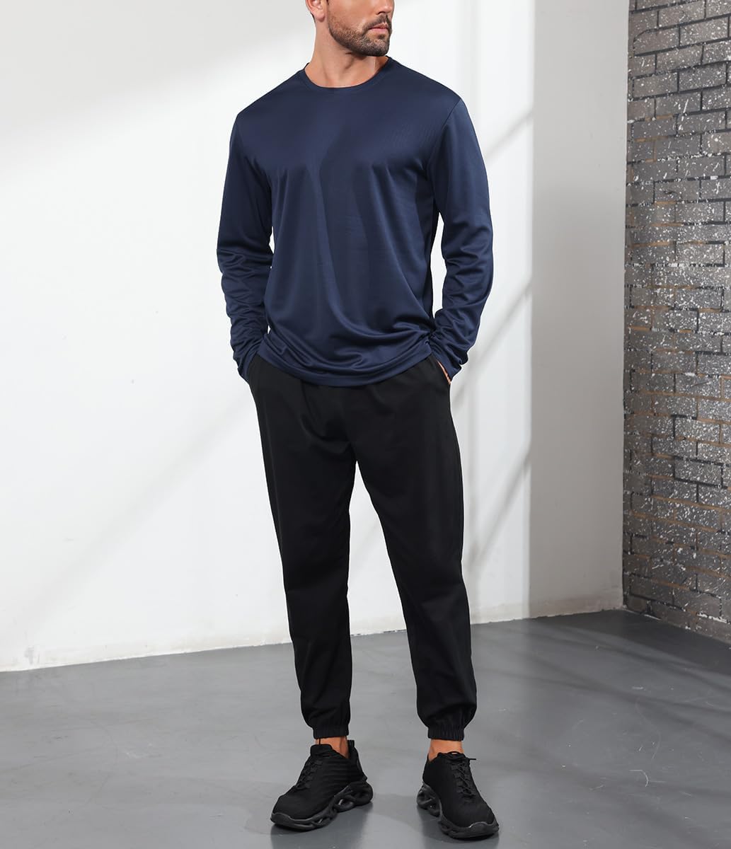 3 Pack Men's Long Sleeve Shirts Quick Dry Moisture Wicking Lightweight Sun Protection T Shirt for Running Outdoor Activities - Image 3