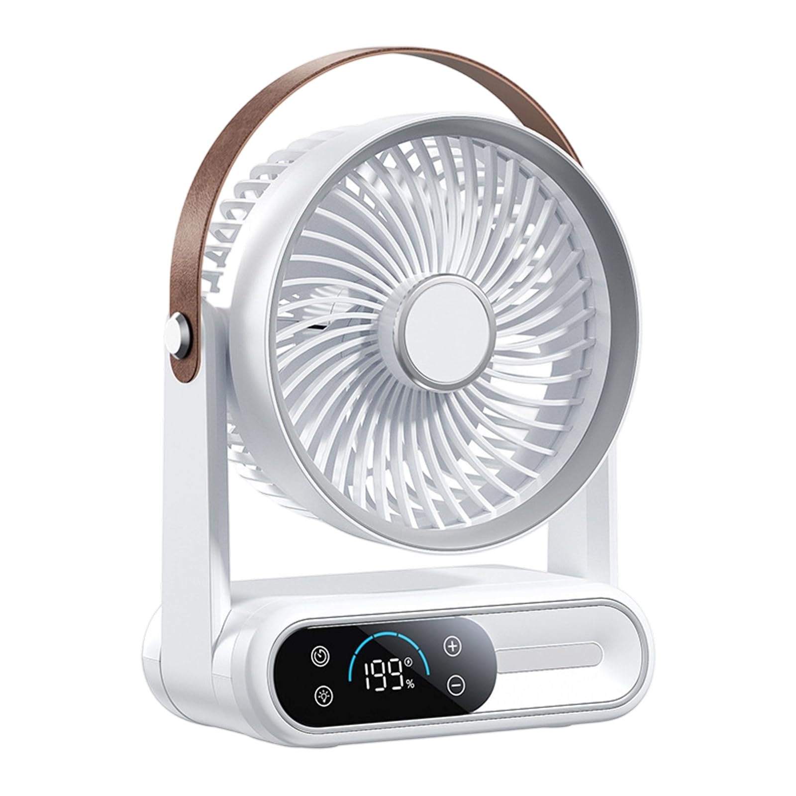 Ventilatore da Tavolo con Batteria Ricaricabile, Bianco SENZA CLIP