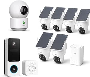 AOSU Whole-Home Security Bundle – 6-Cam Wireless Outdoor Kit + Smart Video Doorbell + 2K Indoor Baby/Pet Monitor