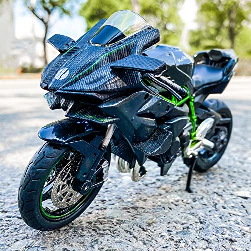 TGRCM-CZ 1/12 Kawasaki Ninja H2R Motorrad Modell, DieCast Modell Motorrad, Aufhängung und freie Rolle, Spielzeugauto, Motorrad Sammlung, Geschenk schwarz