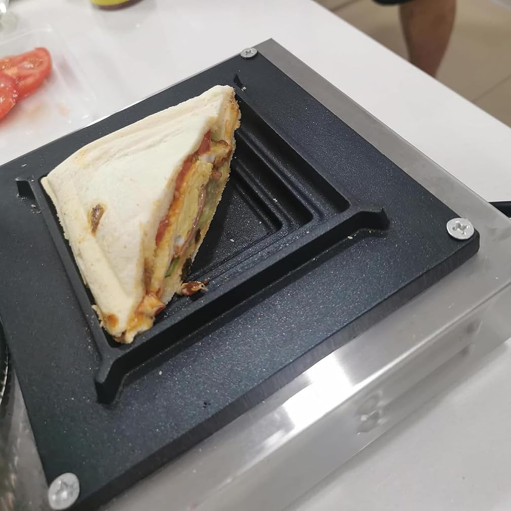 Electric Sandwich Panini Press Grill, Electric Sandwich Toaster Press, Grilled Cheese Maker with Square Non-Stick Coating, for Hamburgers Steaks Bacons