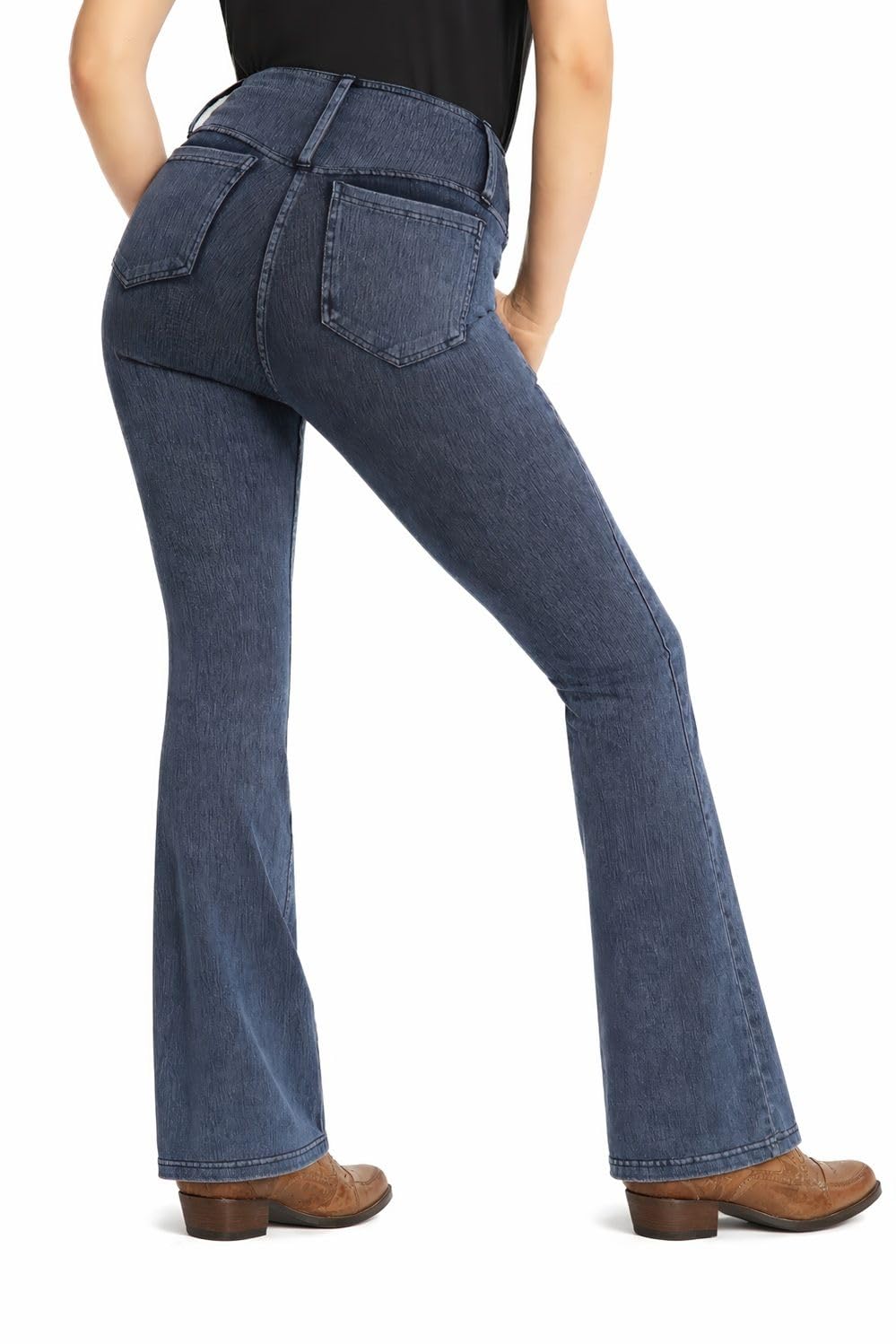 NETPROSHOP Damen Western Reitleggings Stretch Bootcut im Denimlook mit Taschen atmungsaktiv Gr. 36-44