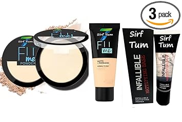 SIRF TUM 7 FITME POWDER Pore-less Oil Control Compact Powder To Absorbs- All Day Matte Finish Face Makeup-Fit Me Matte-Pore-less Liquid Tube Foundation Natural-Infallible Mattifying Primer