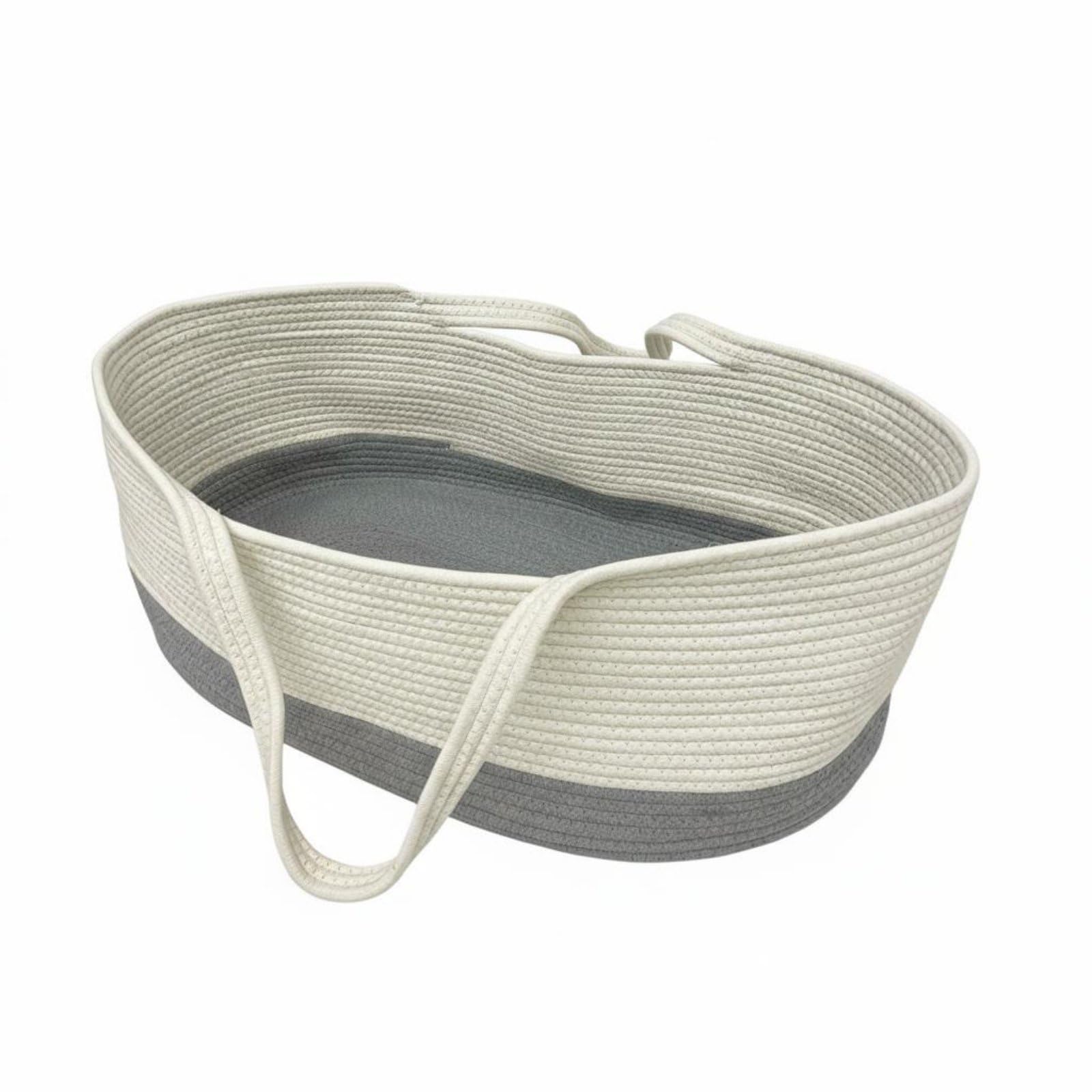 APIRILY Cotton Rope Baby Crib Soft & Comfortable Newborn Sleeping Basket Woven Moses Basket Multi-Use Nursery Item Wear Resistant, White-Gray Basket | Bassinets & Cradles | Nursery Furniture-image-36