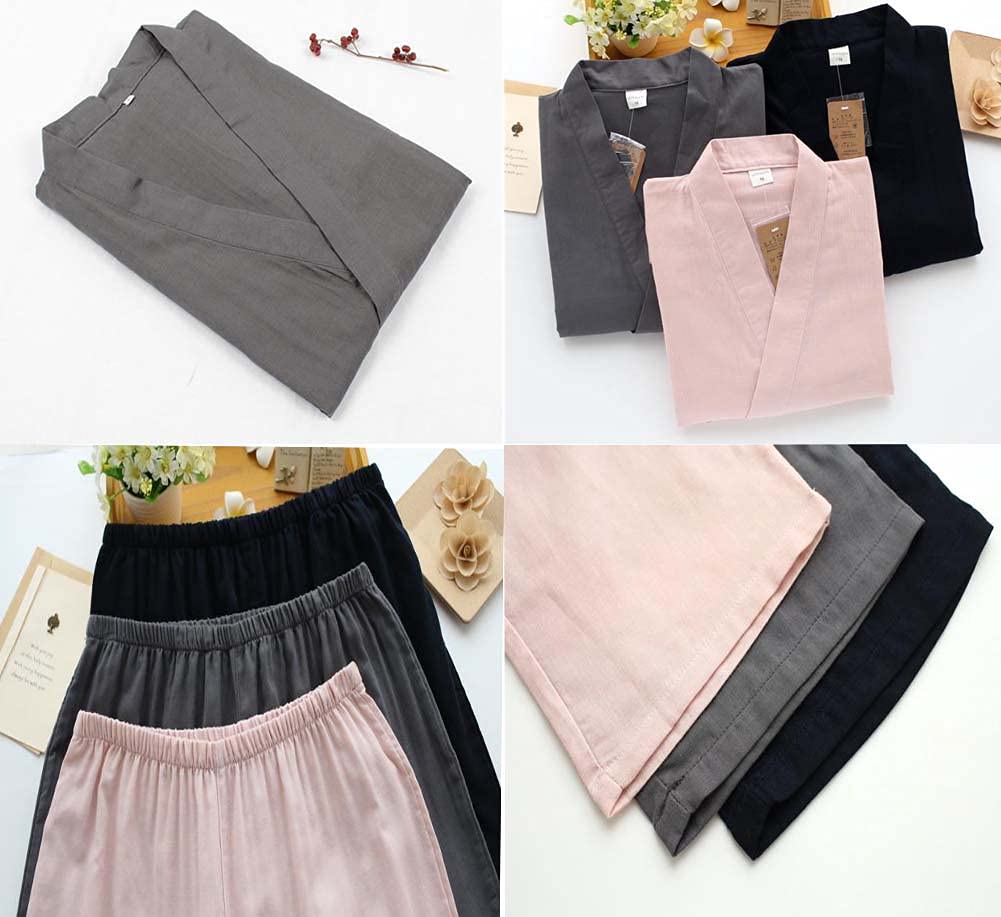 Fendawn Strive Clásica elegante estilo japonés hombres algodón albornoz pijamas Kimono ropa casual
