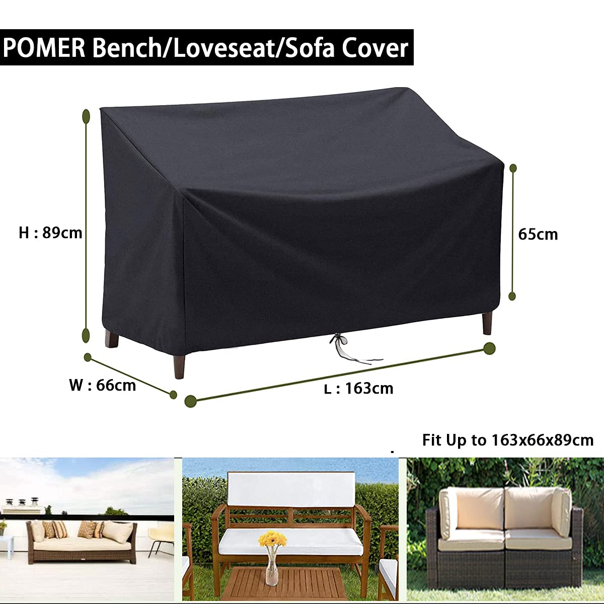 Copertura Per Panca Giardino PATIO PLUS - Impermeabile 163x66cm Tessuto Oxford 420D - Foto 6