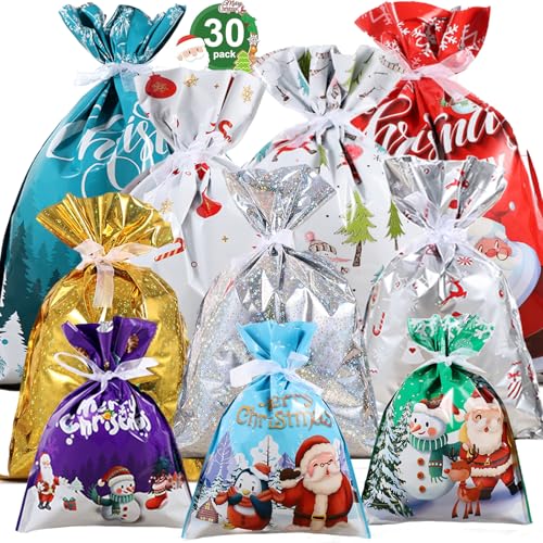 ReaGold 30 Stück Geschenktüten Groß für Weihnachten, Geschenkbeutel Mit...