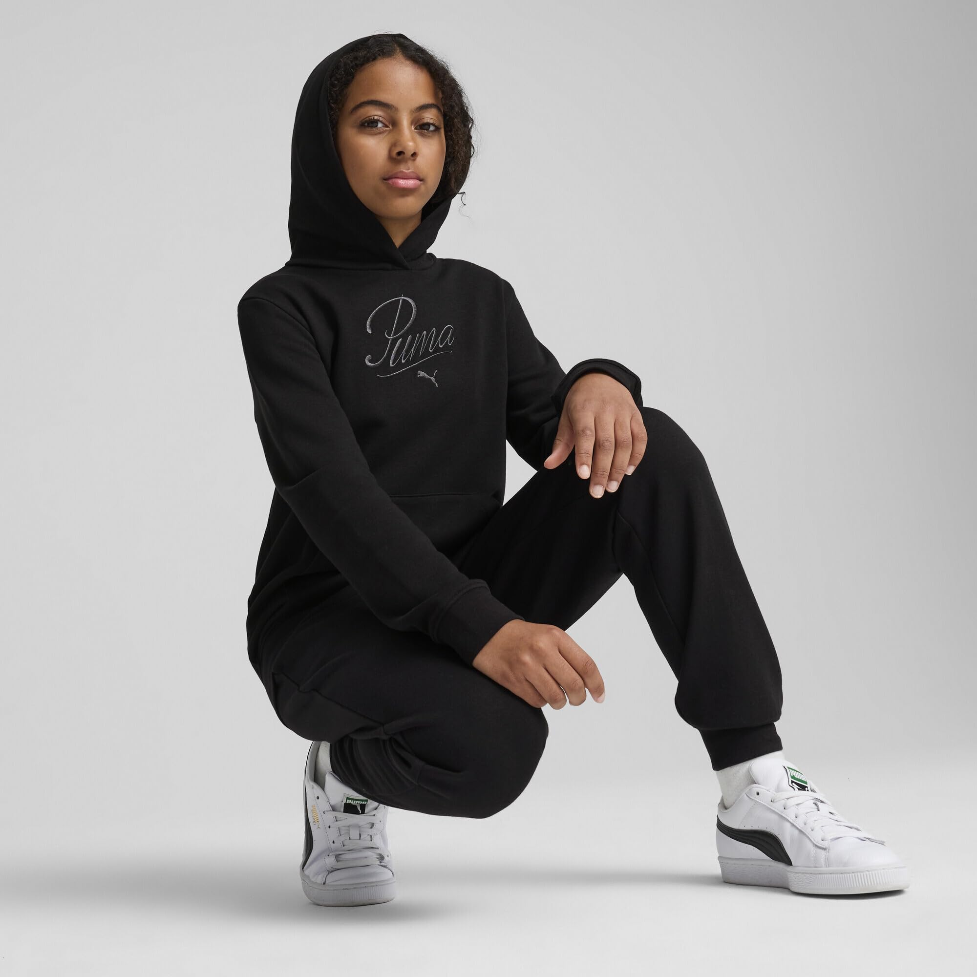 PUMA ESS Script Hoodie TR G Felpe con Cappuccio Niñas (Pack de 1)