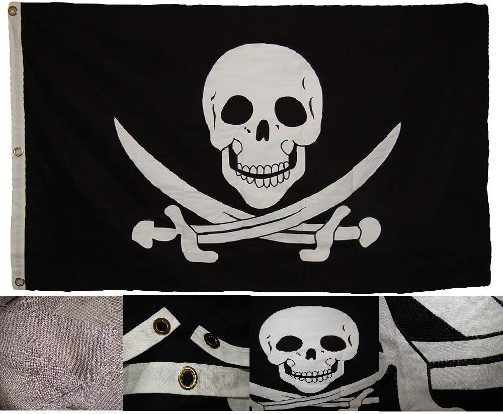 AES Pirate Calico Jack Rackham 3'x5' Premium Quality Fade Resistant 100% Cotton Flag