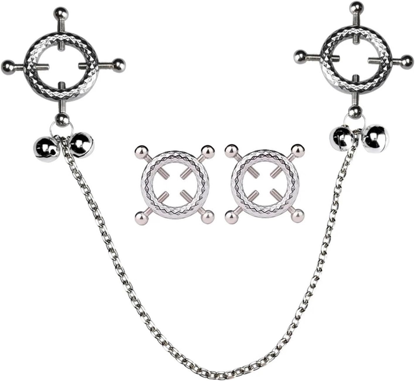 Generic Nipple Clamps Adjustable Breast Clips BDSM Nipple Clamps with Chain Necklace Sex Role Play Toys for Women Couples(B)