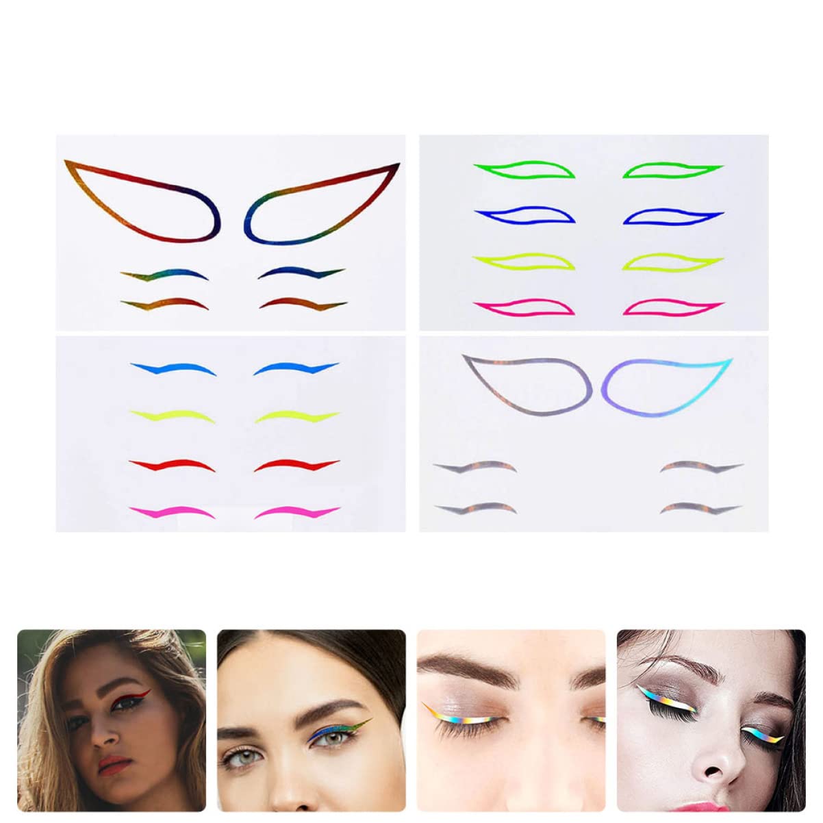 Beavorty 20juegos Eyeliner Stickers Autoadhesivos Para Maquillaje Diseño Para Fiestas Cosplay y Uso Diario