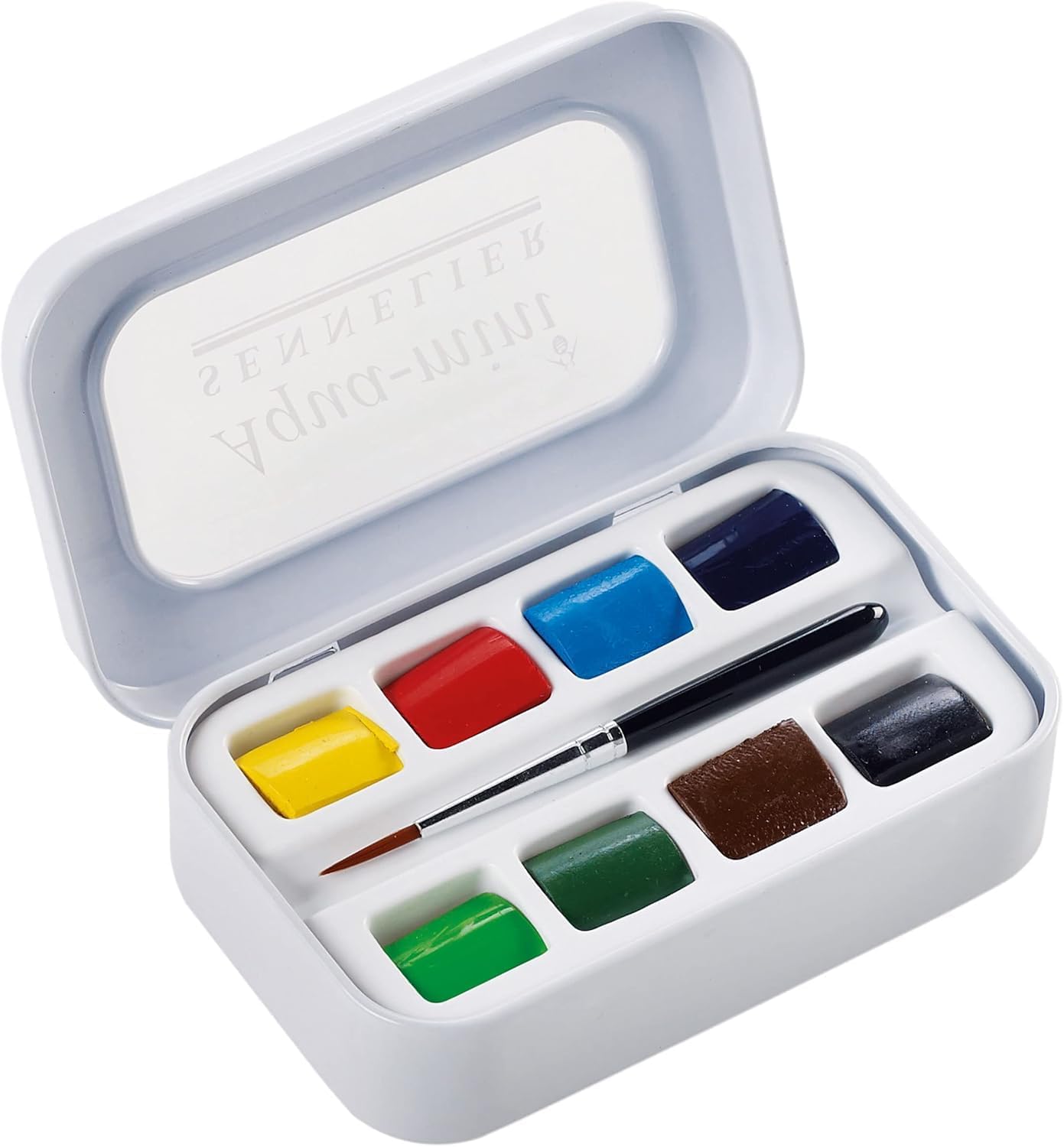 SENNELIER L'Aquarelle French Watercolor Paint, Aqua Mini Set of 8 Half Pans