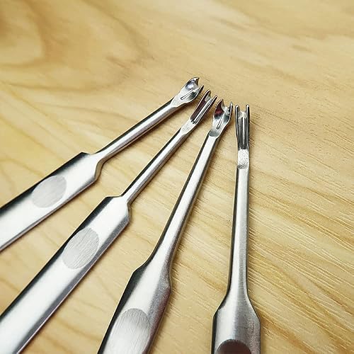 Miniatura 3 de Juego de 4 cinceles de costura de metal en forma de U V para costura de cuero, herramienta de manualidades, trabajo a mano, borde de cuero para