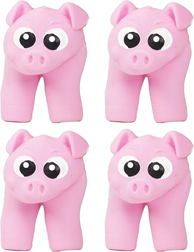 Juego de marionetas de plástico educativas y divertidas con temática de animales de granja, 4 cerdos rosados