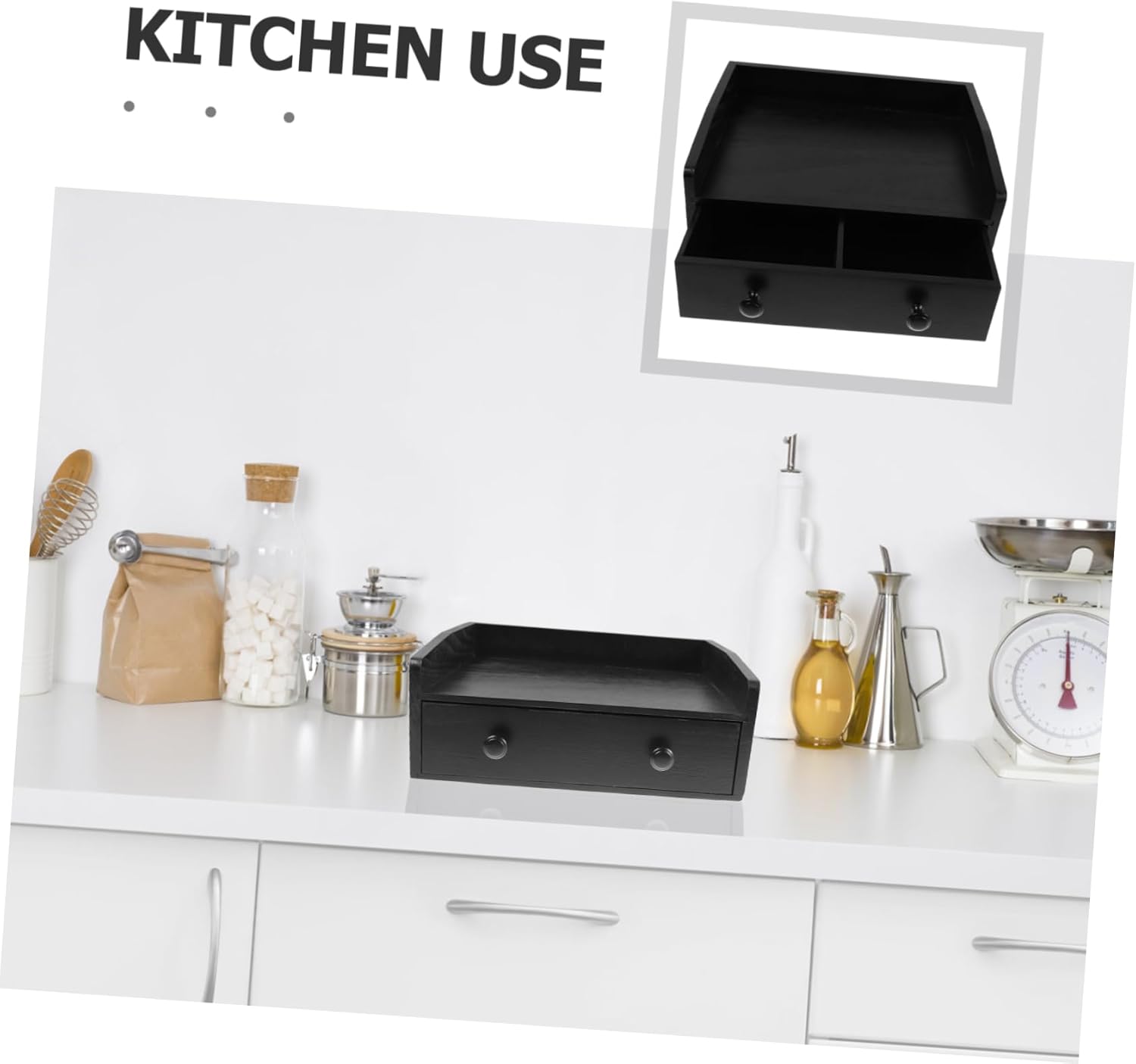 Tabletop Storage Cabinet Wooden Drawer Organizer Tea Bag Holder Box Space-saving Design Office Kitchen Essential