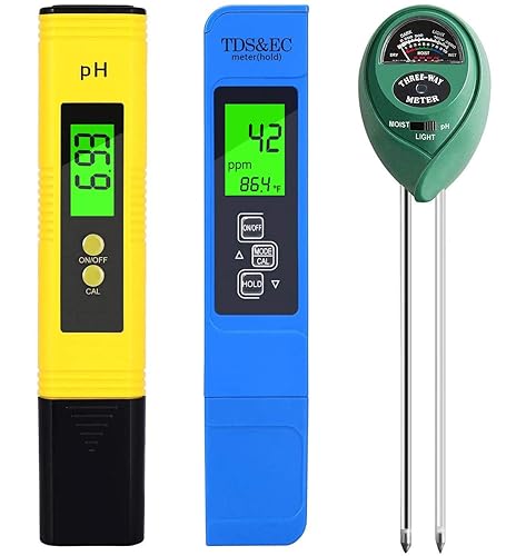 Medidor de pH medidor TDS PPM probador de pH del suelo kit digital PHEC paquete de 3