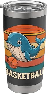 Vintage whale Playing Basketball whale lovers basketball Stainless Steel Insulated Tumbler