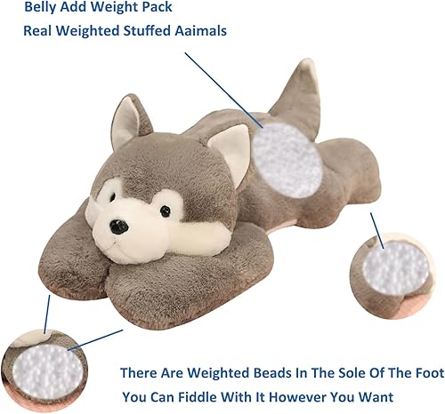 Miniatura 2 de Doireum Animales de peluche con peso, Husky con peso, animales de peluche con peso, lindos animales de peluche con peso, regalos para niños y niñas,