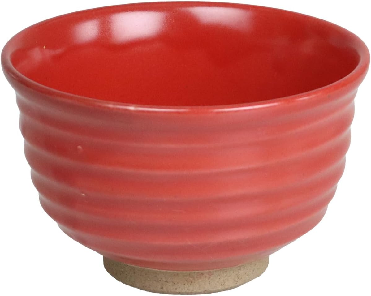 Yu-Gi Romance Matcha Bowl, Red Glaze, Anti-Shape, Made in Japan, Arita Ware