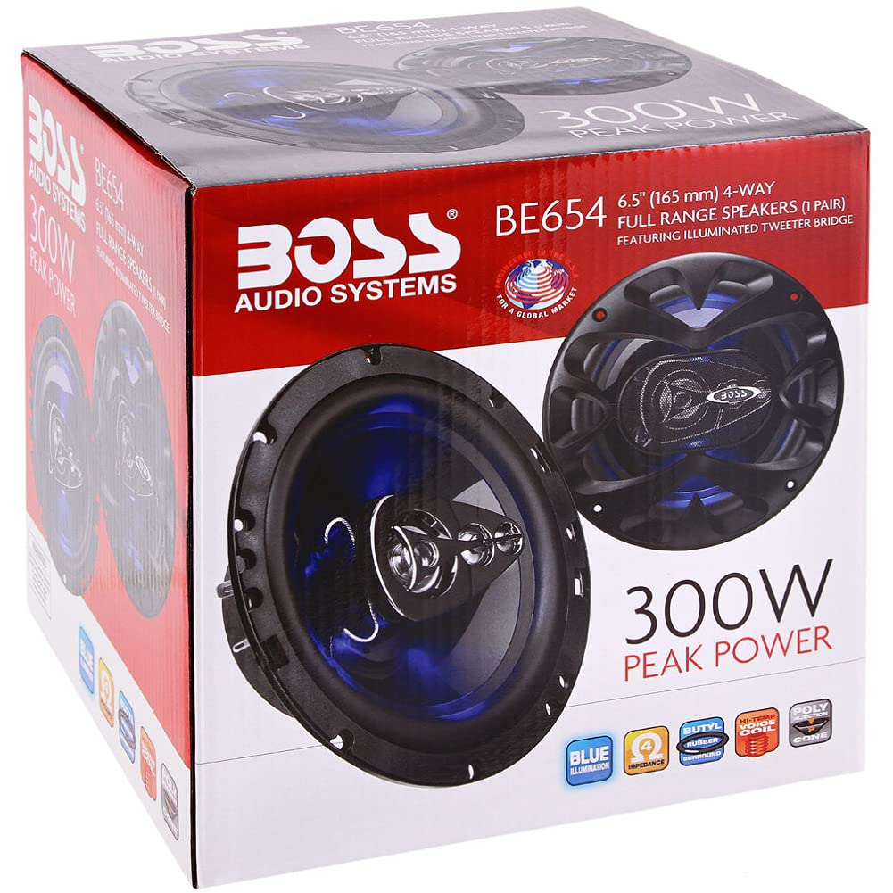2 Altavoces Compatible con Boss Audio Systems BE654 BE 654 coaxial 4 vías 6.5" 16.5 cm 150 vatios rms 300 vatios máx 4 ohmios suspensión de Goma, un par