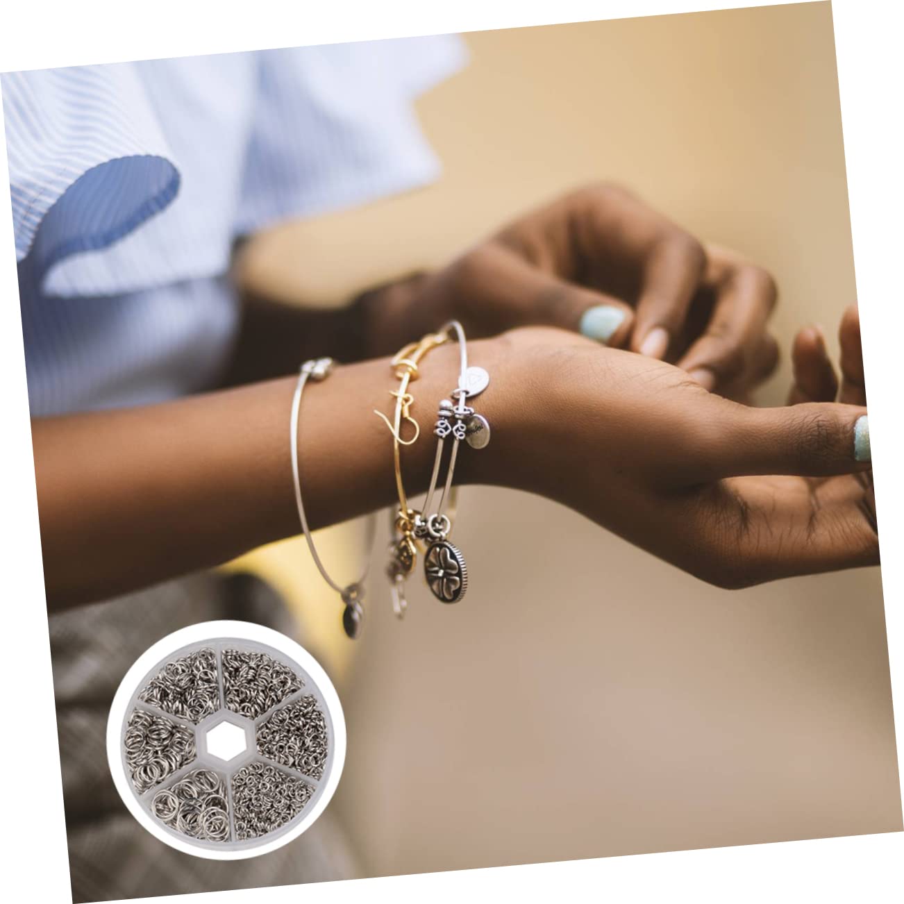 LALAFINA 3sets Anelli Per Gioielli Fai Da Te Argento Confezione Di Anelli Di Varie Per Creazioni Artigianali Con Scatola Per Collane e Portachiavi