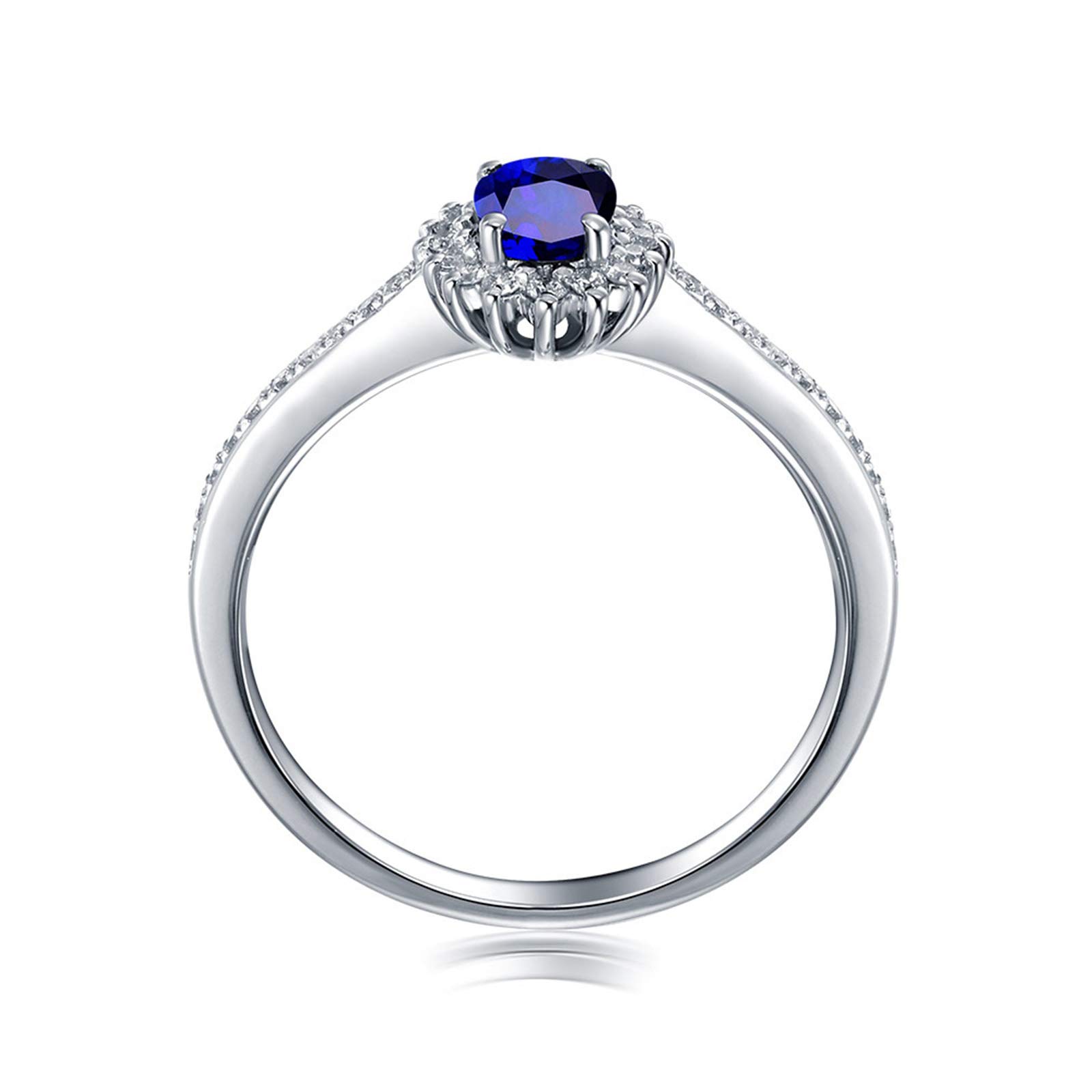 Beydodo Damski pierścionek białe złoto 750 diament słonecznik z szafirem 0,56/1.04/1.5/2ct kobiety obrączki ślubne białe złoto e 18 karatów (750) białe złoto, 58 (18,5), colore: 2ct, cod. TLLWGZ4104