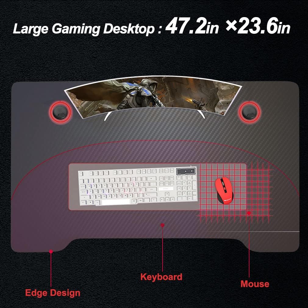 PayLessHere Gaming Desk Z-Shaped More Structure Stable 47" Computer Desk, Ergonomic Racing Style Table for Home Office, Games, Study, Writing