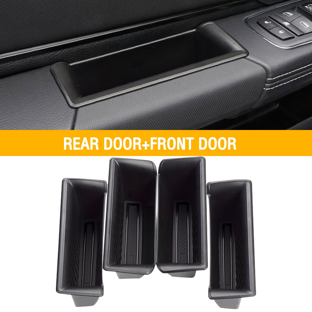 HZEL Car Door Side Organizer, Vehicle Armrest Pocket Insert Tray, Automotive Interior Door Handle Storage Box Replacement Accessories Compatible with 2019-2025 1500 Rebel SLT Sport