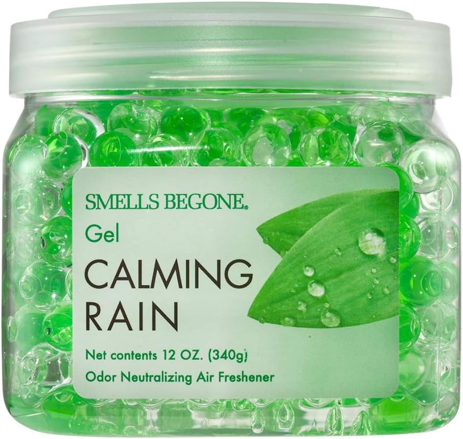 12 oz Odor Eliminator Gel - Air Freshener - Absorbs & Eliminates Odor in Bathrooms, Basements, Cars, Boats, RVs & Pet Areas - Made with Essential Oils - Calming Rain Scent
