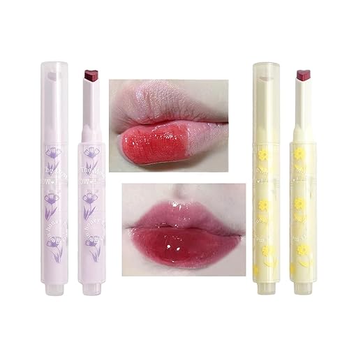 Lápiz labial de gelatina de 2 colores y lápiz labial mate, en forma de corazón, bálsamo labial teñido de amor y esmalte labial cremoso de terciopelo