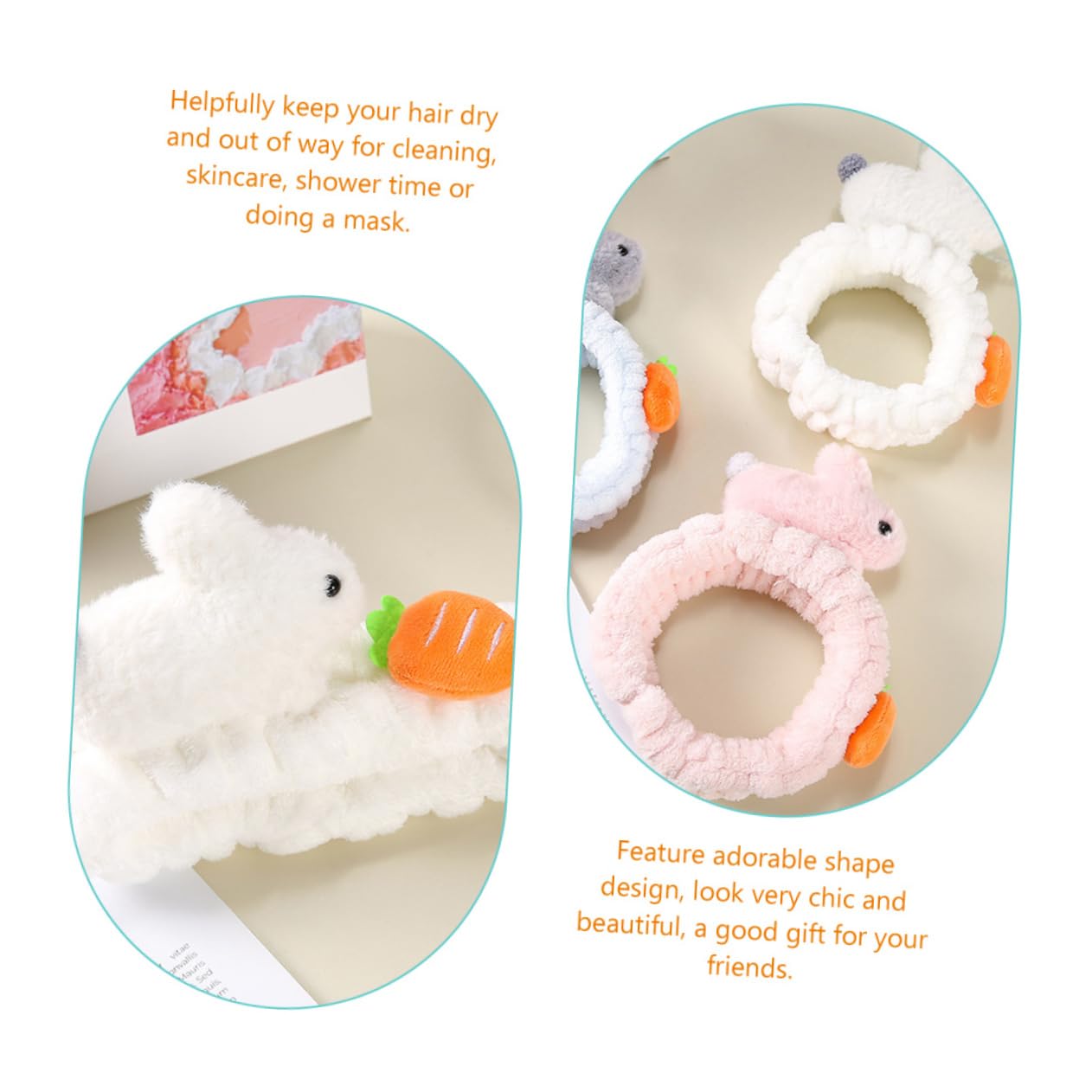 MAGICLULU 3 Set Eleganti Fasce Per Il Trucco in Peluche Fasce Per Ricci Fascia Per La Spa Per Il Lavaggio Del Viso Fascia Per in Morbida Flanella Forma Per Donne E Ragazze 2 Pezzi * 3