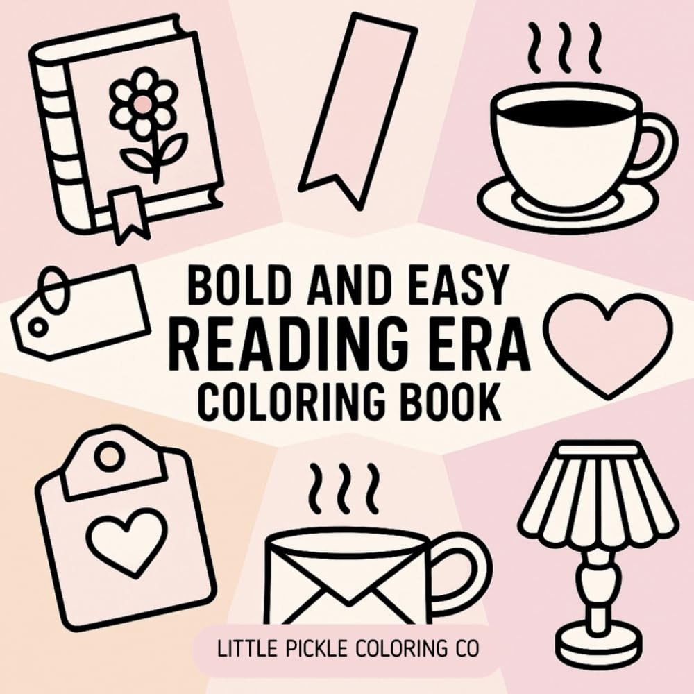 Cozy Reading Era Adult Coloring Book: A Relaxing Gift for Bookworms and Book Lovers – 40 Single-Sided Pages