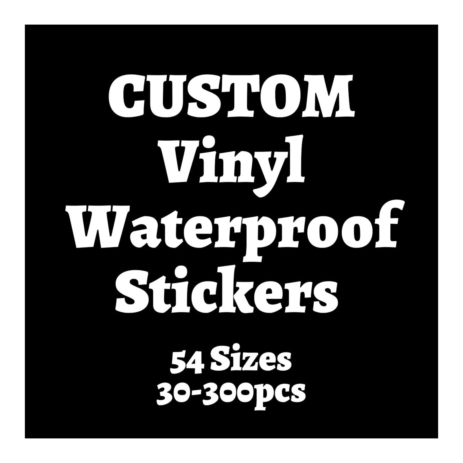 54 Sizes Custom Vinyl Waterproof Stickers for Business Logo, Custom Waterproof Labels for Candle or Coffee 30-300 pcs Glossy Waterproof Vinyl Stickers