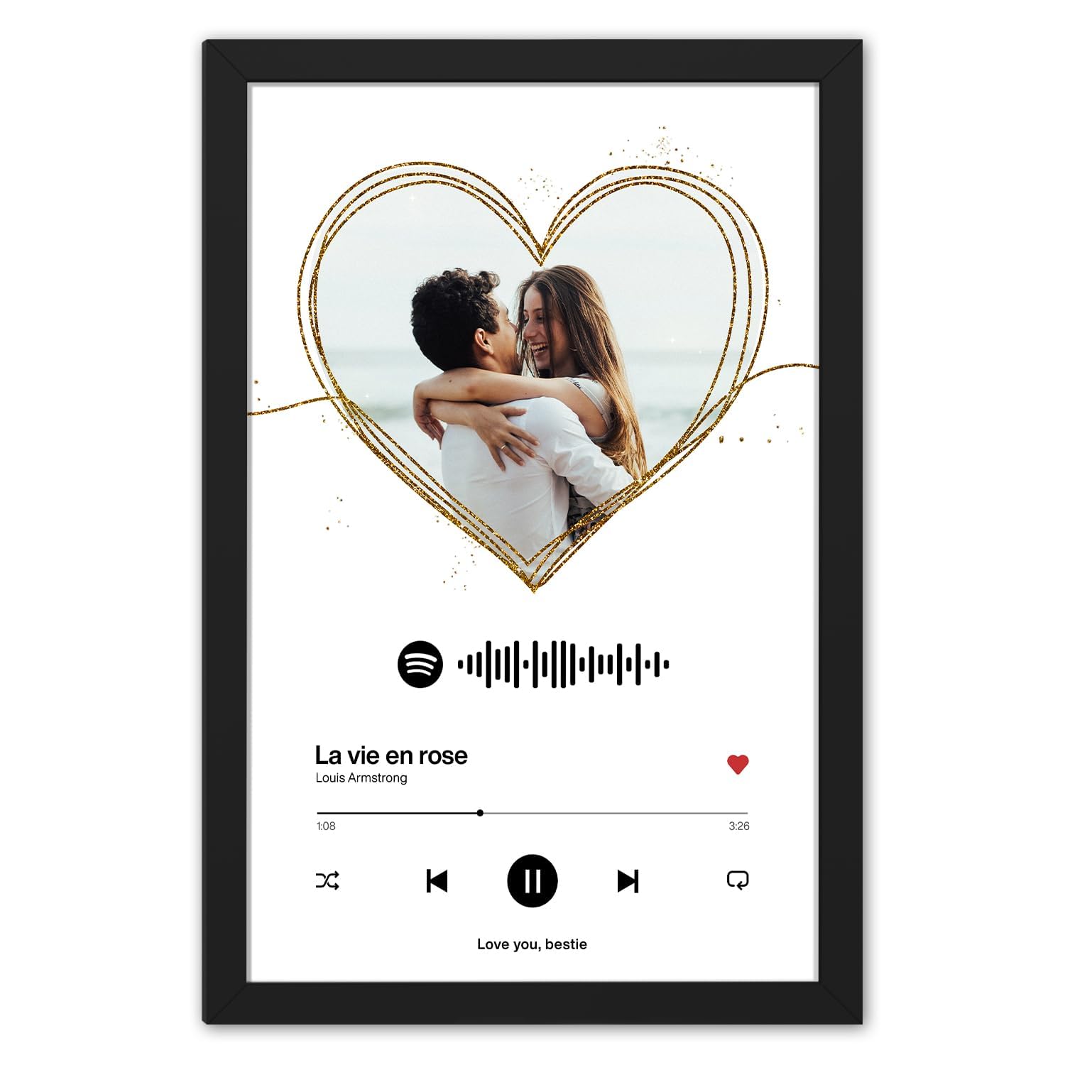 Ritwika's Personalised Heart Shaped Music Plaque | Scannable Spotify Song QR Code With Photo | Black Framed With Glass | Size 13.5 x 19.5 IN, Set of 1