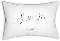 Vista 21 de Funda de almohada personalizada para boda con nombres de la pareja y fecha personalizada, almohada con monograma para aniversario de boda