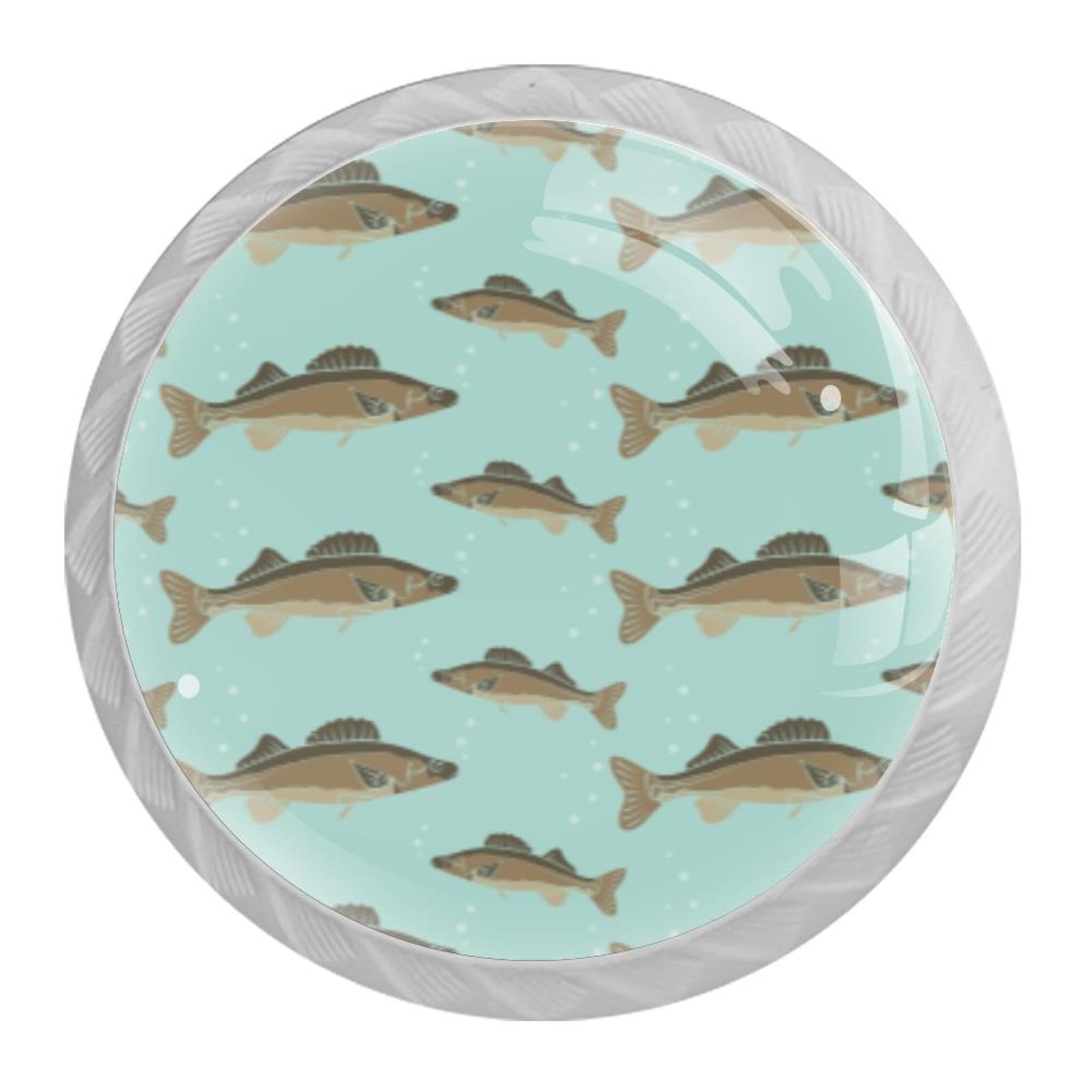 Tqmspg Multi06 4 Pieces Drawer Pulls Fish Pattern Door Knobs Dresser Handles For Kitchen Wardrobe Cupboard Hardware Furniture