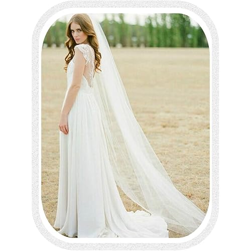 Unsutuo Wedding Veil Comb Bridal Cathedral Veil 1 Tier Drop Veil Wedding Hair Comb for Brides, 118 Inches