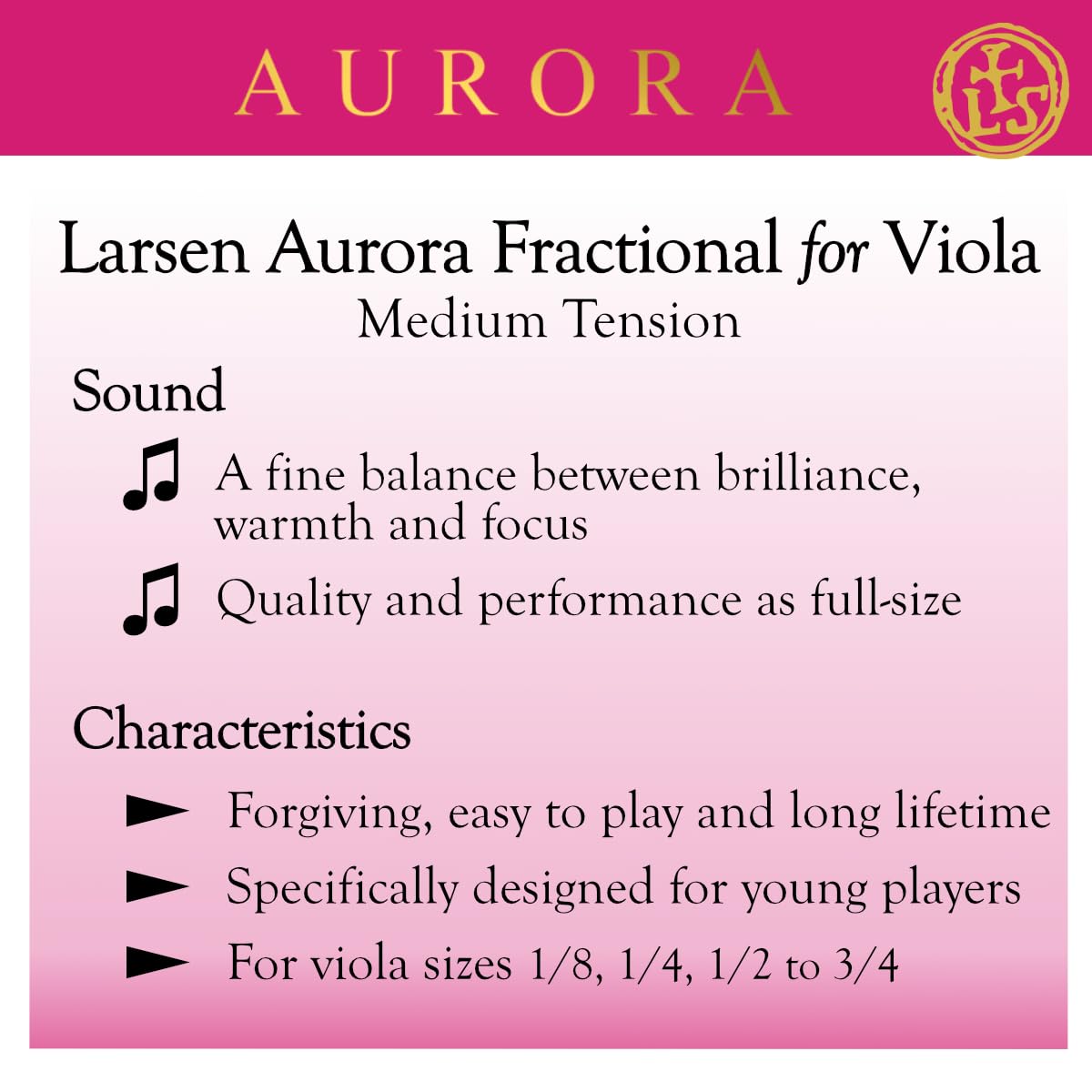 Larsen Strings, Corde per viola Aurora, Set 3/4 medium