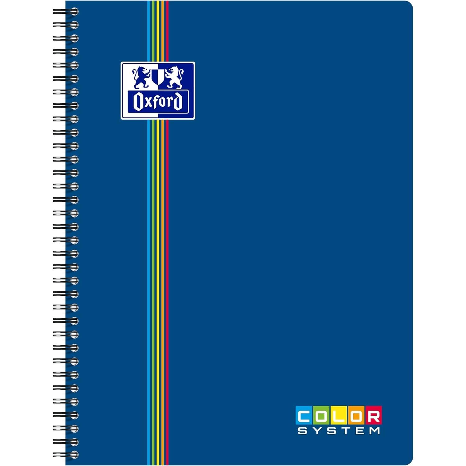 OXFORD Lot de 5 Cahiers reliure intégrale COLOR SYSTEM, A4+, seyès 180p 90g Coloris Aléatoire