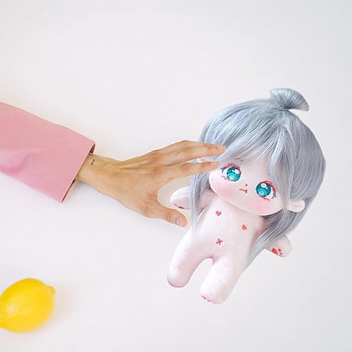 Miniatura 5 de CALEMBOU Muñeca de felpa de 7.9 in, bonita muñeca de algodón con esqueleto articulado, muñeca de peluche suave de anime y juego de peluquería,