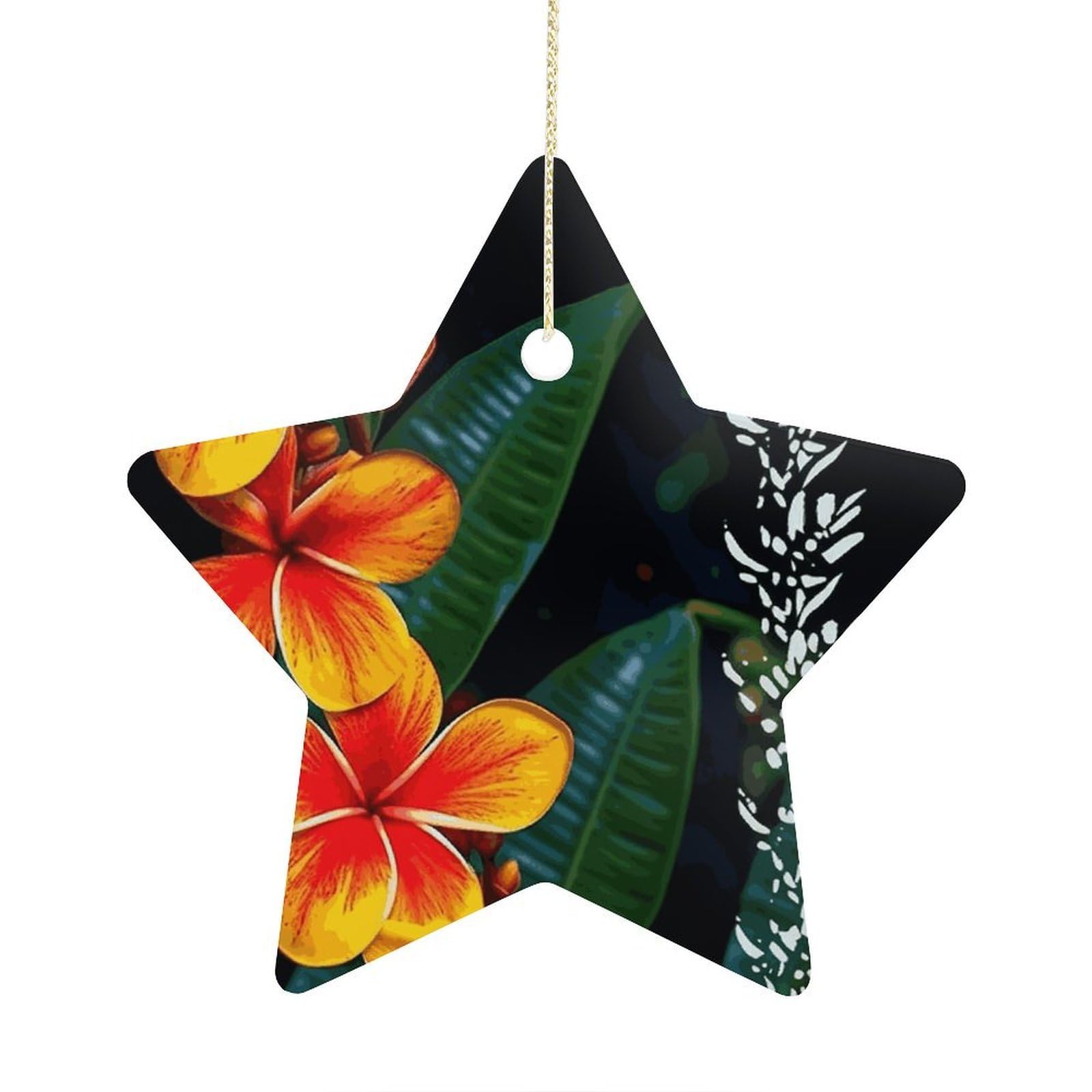 Fodpand Women's Style Eye-Catching Hawaiian Flowers Ornament With String, Keepsake Hanging Decorations,Ceramic Ornaments For Men Indoor Home Holiday Party Gifts
