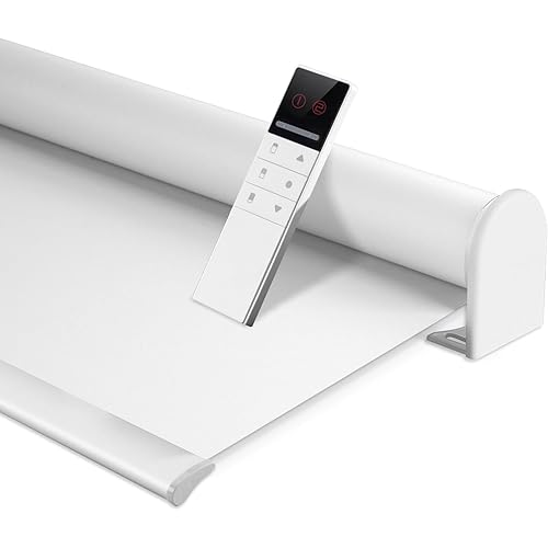 ZSHINE Motorized Blackout Window Blinds Customize Width (23-95 Inches) Remote Control Wireless and Rechargeable Roller Shades Blinds for Windows, Home, Office, Hotel, Club, Restaurant(82010G)