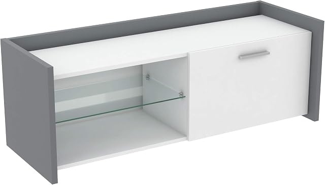 Demeyere Bench, Particle Board, Matte White/Grey, 121.1 cm x 42.3 cm x 42.8 cm