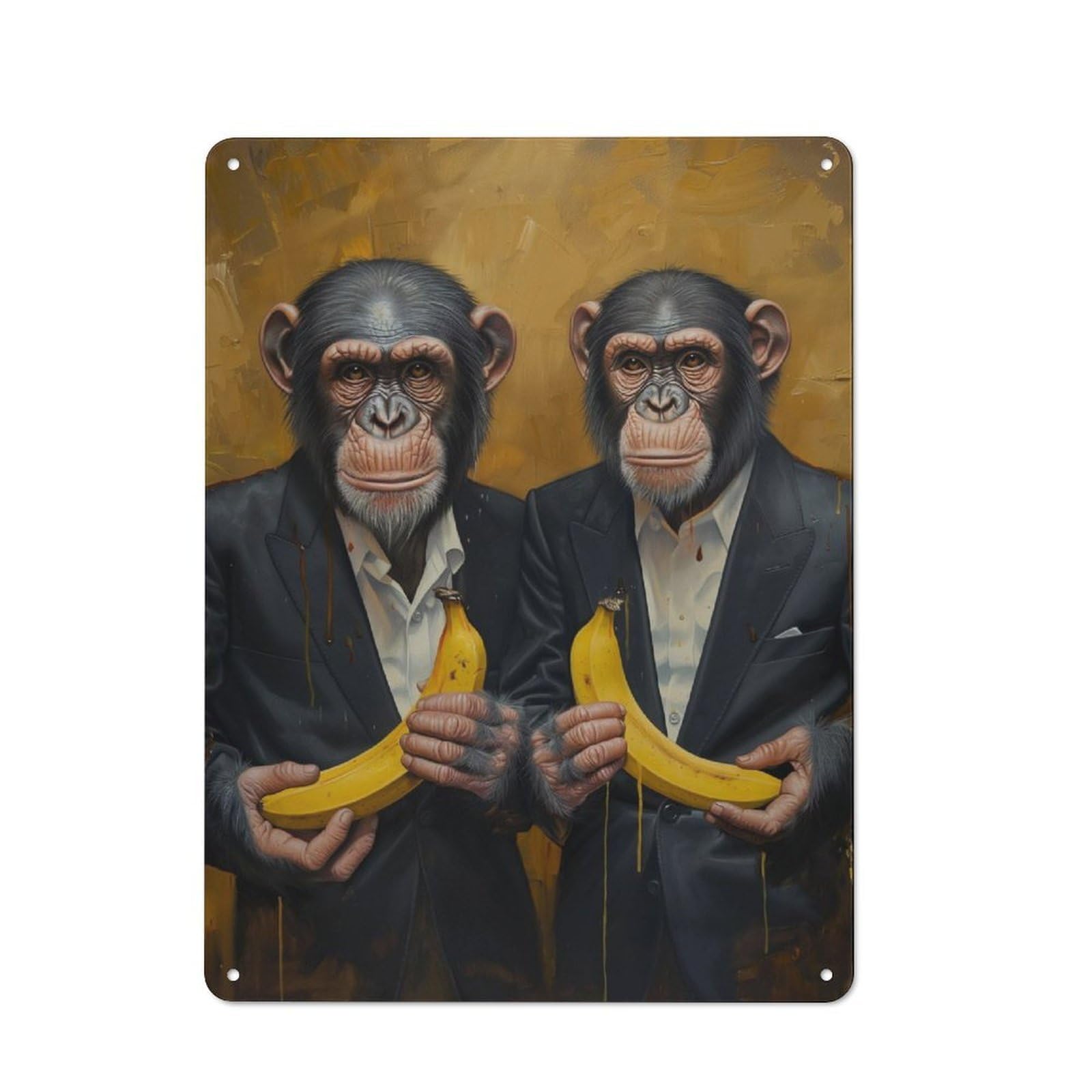 Dressed Banana Monkeys Retro Metal Wall Decor 40x30cm, Metal Sign for Pub, Home Bar, Shed Or Man Cave, for Relaxed Wall Styling
