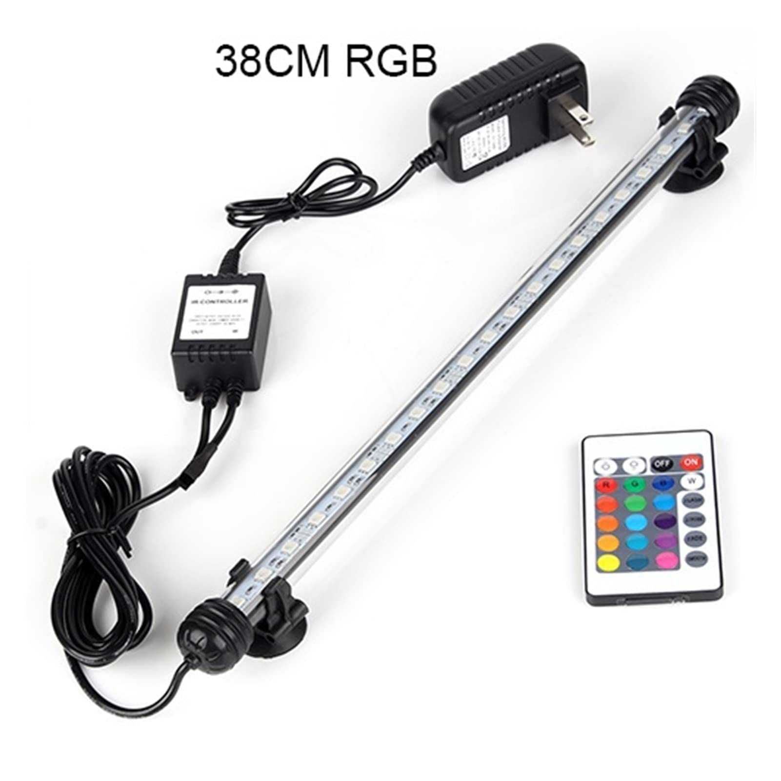 Luz de Acuario remota Tanque de Peces a Prueba de Agua 5050 SMD Barra de luz LED Lámpara acuática Sumergible 18-48CM (Color : US -38CM)