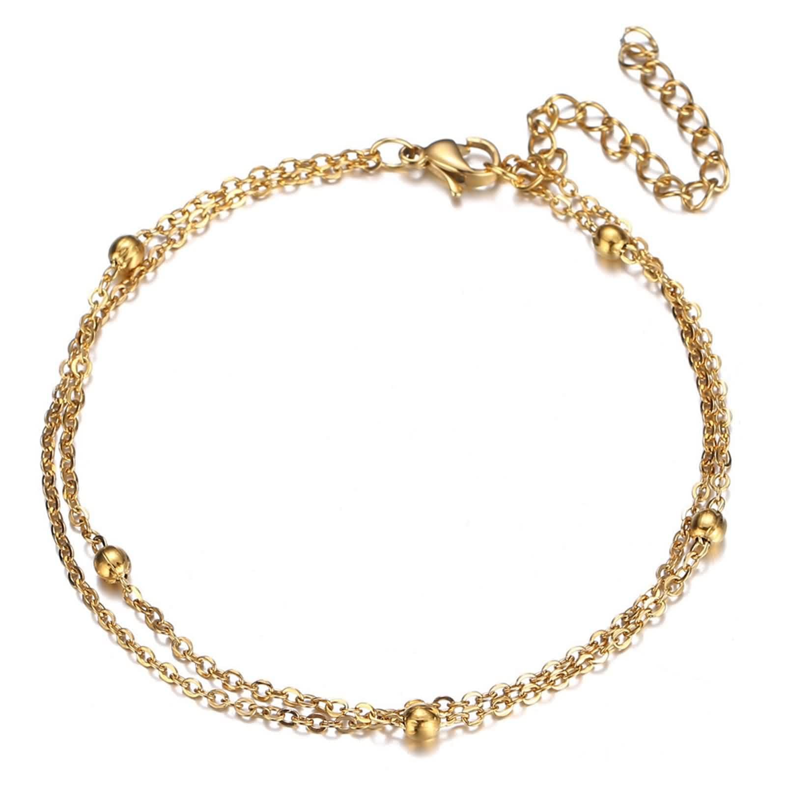 Bracciale alla caviglia in oro bianco 375 9 K, Au375, doppia collana con perla da donna, amicizia, estate, spiaggia, regalo per donna