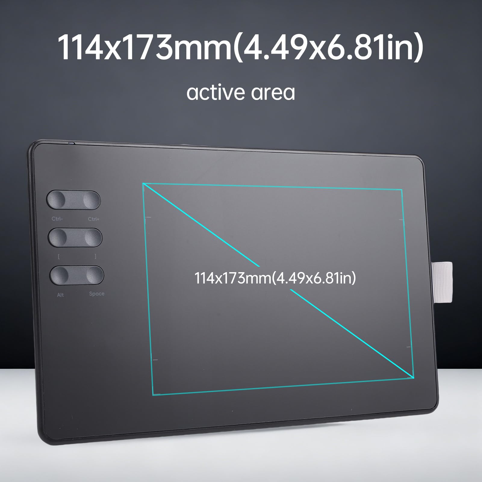 Tavoletta Grafica da Disegno, Area di Disegno da 4,49x6,81 Pollici con 16384 Livelli di Pressione, 6 Tasti di Scelta Rapida Stilo Senza Batteria, Compatibile con Win (Vendere)